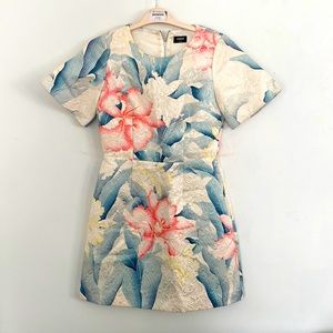 Oasis Floral Tapestry Fully Lined Pink Blue Dress US 6